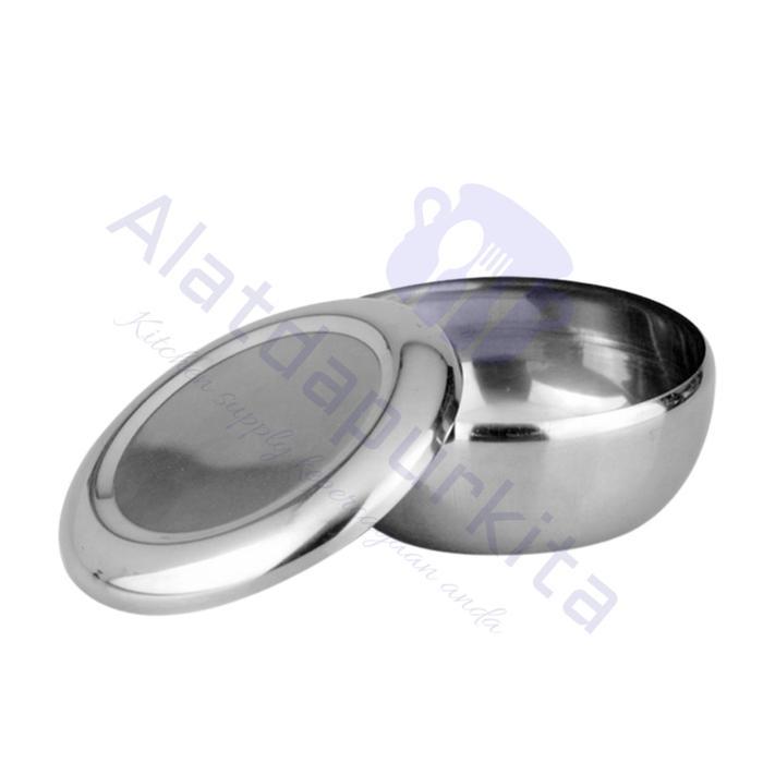Mangkok Mangkuk Korea Nasi Rice Bowl Bahan Stainless Steel Dengan Tutup Anti Karat Diameter 10.5 cm