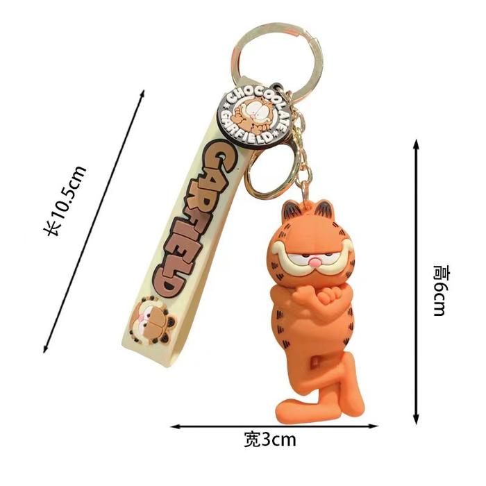6Cm Pvc Cartoon Garfield Movie Peripherals Keychains Key Chain Key Ring Doll Pendant Action Figure C