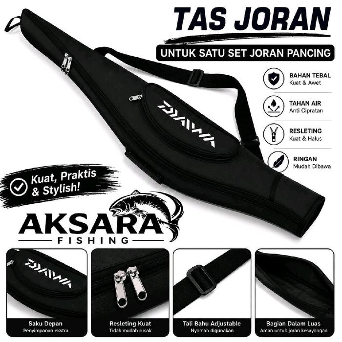 tas pancing slempang daiwa CG 1-set joran & reel hitam 100cm