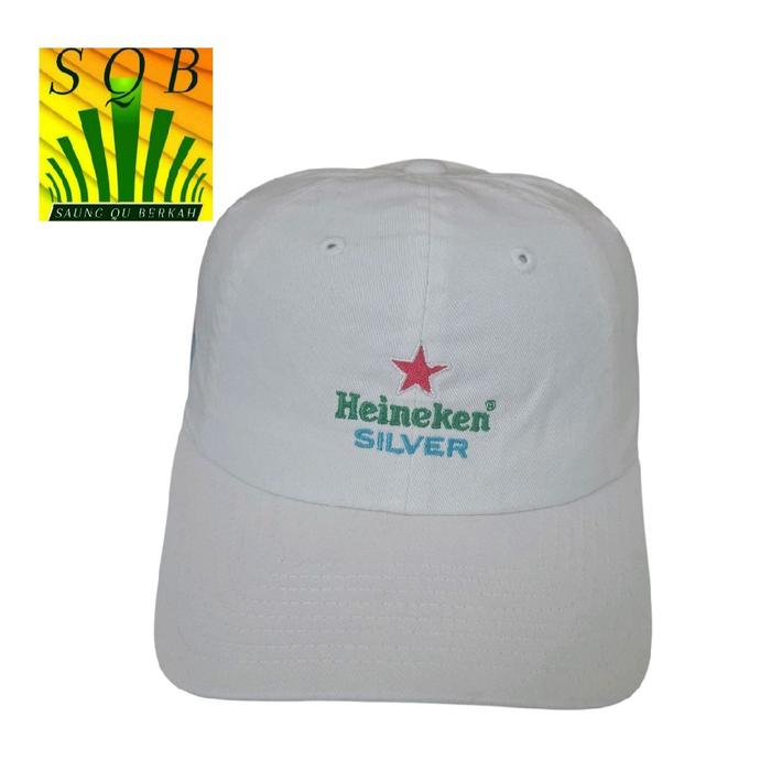 Heineken Topi TENNIS US Open 2024 Haineken Silver Putih dengan Logo Merah dan Hijau