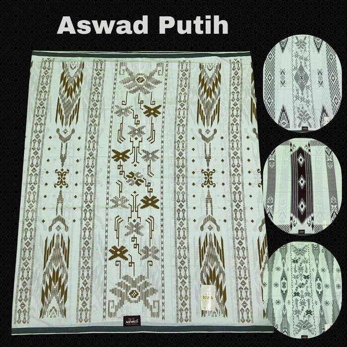 Sarung Katun Aswad Warna Putih Motif Kembang