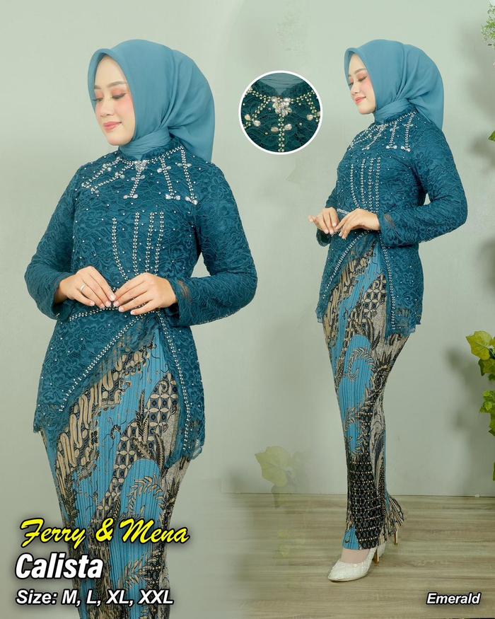 setelan kebaya modern kebaya calista  model terbaru/kebaya pesta/kebaya wisuda/ kebaya pengantin\ ke
