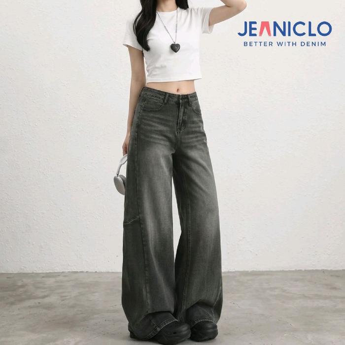 JEANICLO - JN345 BAGGY JEANS | Celana Panjang Baggy Kulot Wide Leg loose Jeans Highwaist Bahan Denim