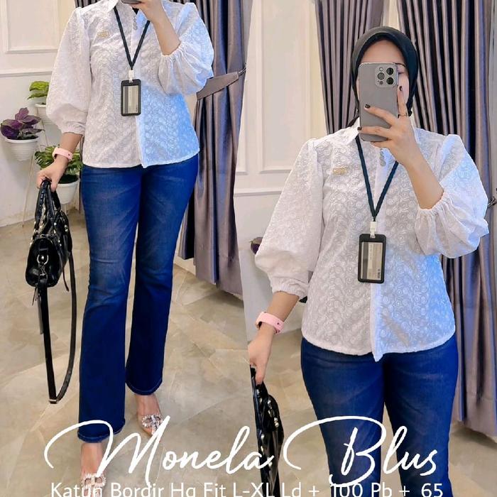 RISTI BLOUSE BORDIR PUTIH. BLUS WANITA BAHAN KATUN EMBRODERY. ATASAN WANITA WARNA PUTIH. BLOUSE EMBR