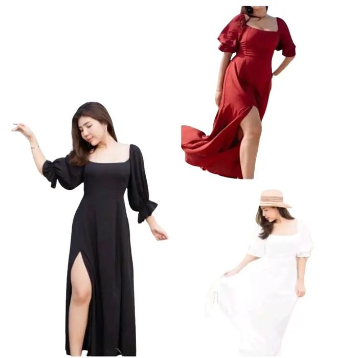 DRESS cod DRESS miyabi M-XXXL ll Long midi dres sabrina Casual Hitam Rayon Nyaman