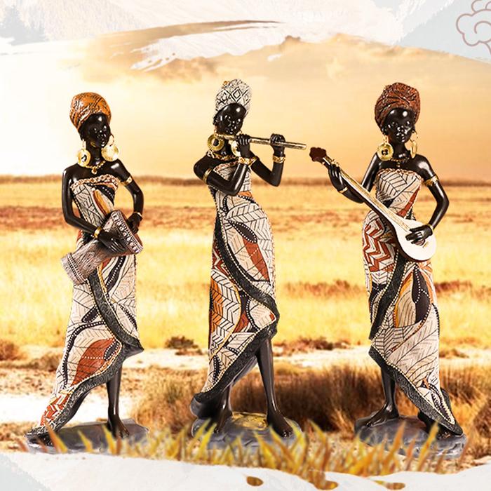 Resin African Black Sculpture Collectible Art Vintage African Female
