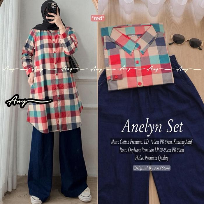 Rentya Gina megan kesyana mable berlinda arvenya kenia ekana set tunik stripe katun celana jeans