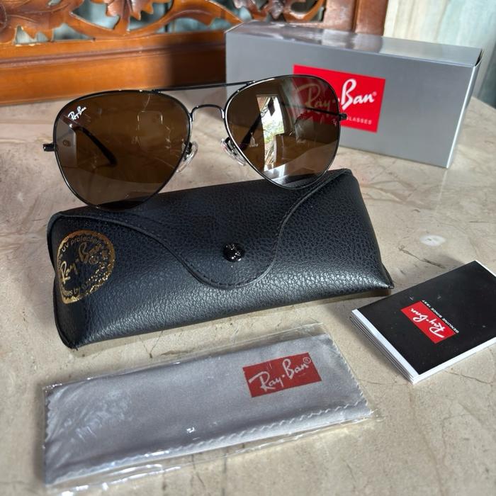 Kacamata klasik rayban aviator Frame hitam kaca coklat sz 62