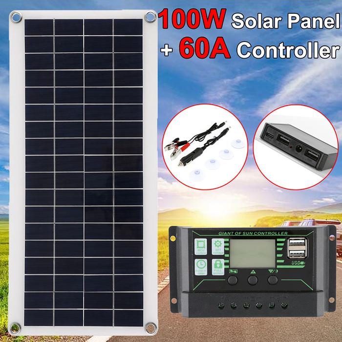 100W Solar Panel with 60A Controller Solar Power System Solar Panel