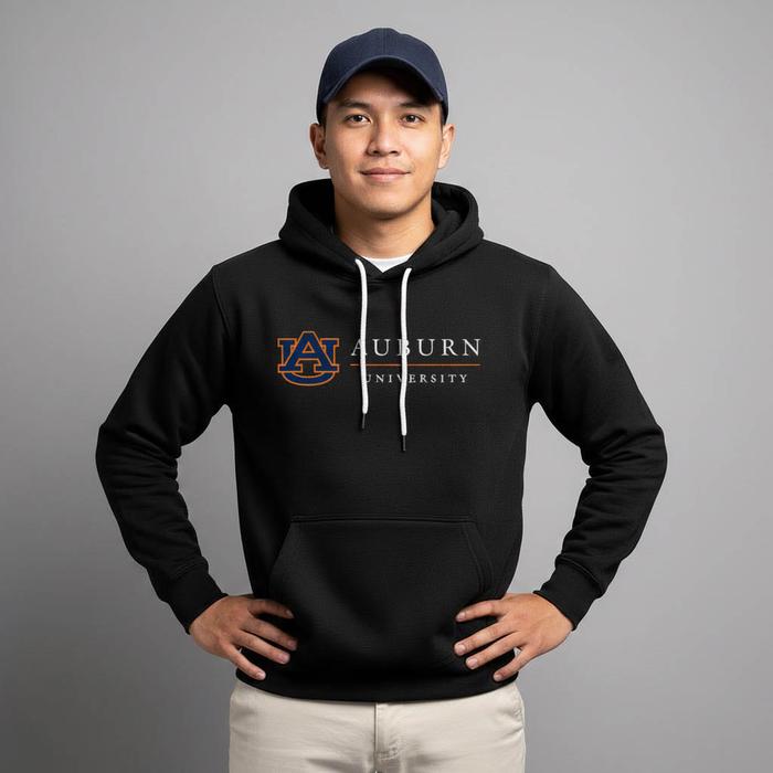 Hoodie AUBURN University Alabama Premium Fleece Cloth Sweater Jacket Hood Black Hitam