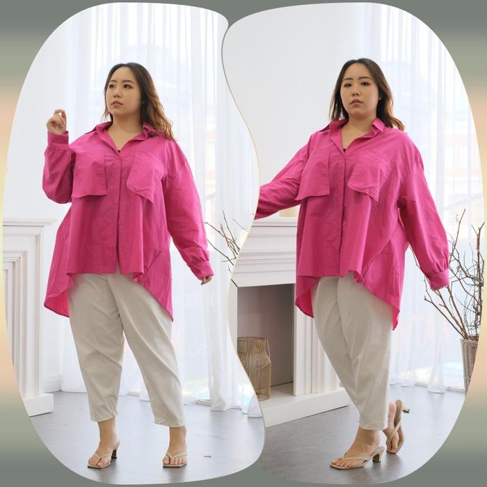POPO SHIRT KEMEJA WANITA JUMBO LD 150 KEMEJA OVERSIZE OVERSIZED BIG SIZE XXXXL BIGSIZE 4XL KATUN POP