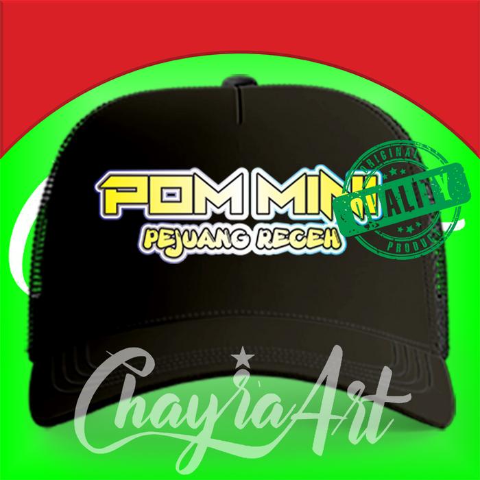 ChayraArt TOPI POM MINI DIGITAL PERTAMINI TERBARU TRUCKER JARING PREMIUM Dewasa