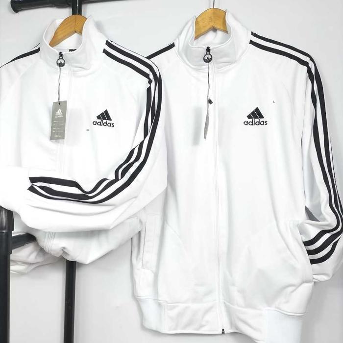 Tracktop Casual Adidas Retro Pria/Jacket Vintage Adds Stripe 3 Premium/Adds Zipper Fashion Olahraga