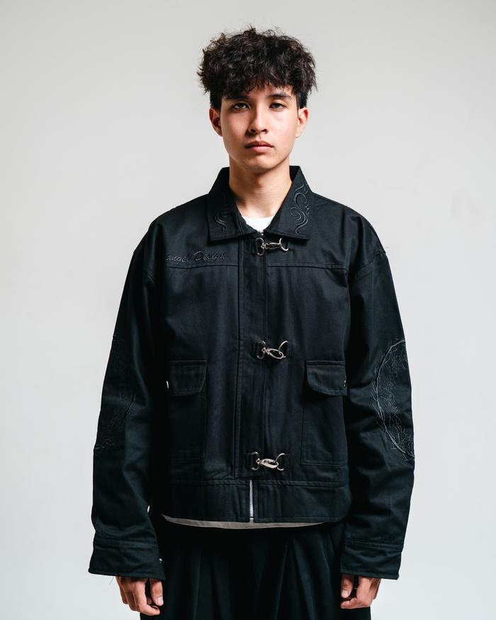 SAINANGEL - CROWN WORK JACKET HOOK ZIPPER BLACK ON BLACK