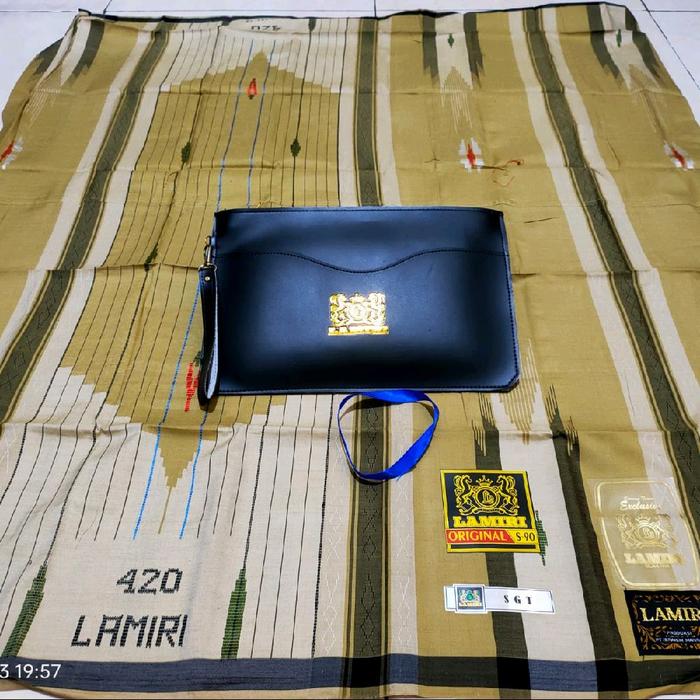 sarung lamiri jahit tengah SHT sutra 50% bahan halus adem dan nyaman di pakai Dewasa Santri Putih Mu