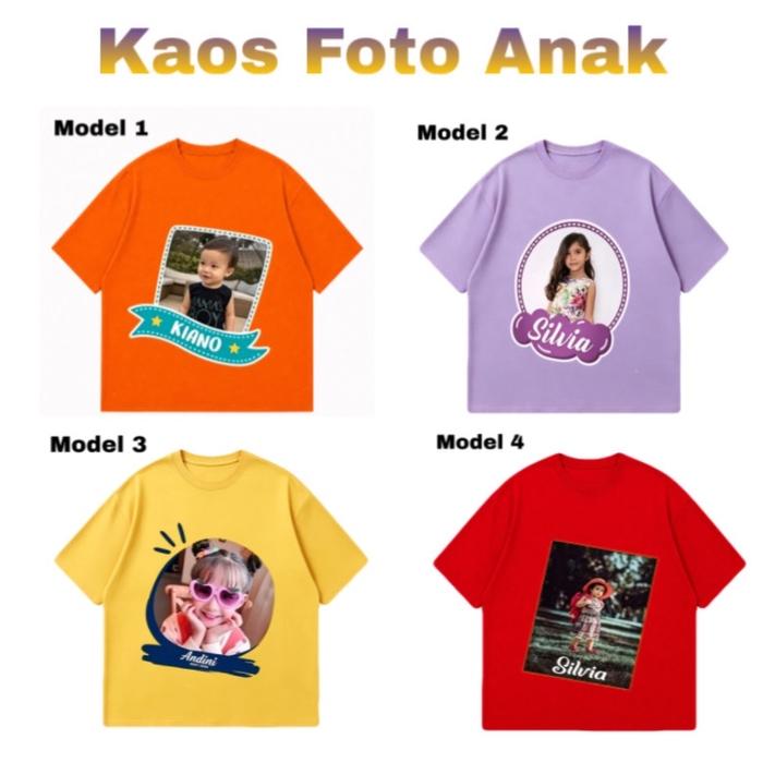 Kaos Foto anak / Baju foto anak / Baju pakai foto / kaos anak gratis foto dan nama