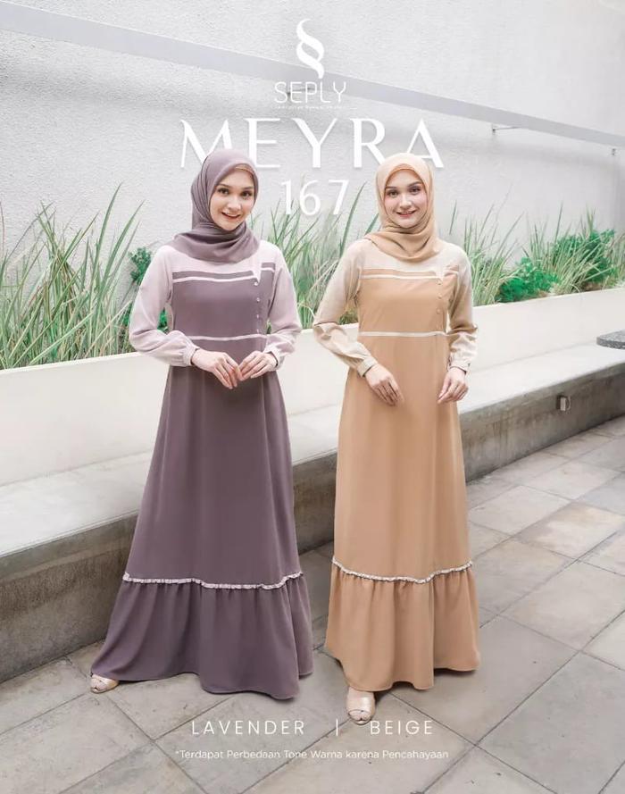 SEPLY MEYRA 167 gamis ETHICA Bahan : Meyra 167 Lavender : Wolfis Premium + Brice Meyra 167 Beige :