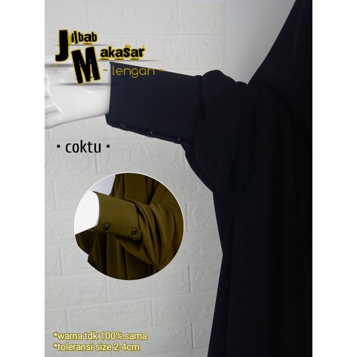Jilbab Makasar Lengan (safar tanpa purdah) PREMIUM jetblack & new fortaleza Ap