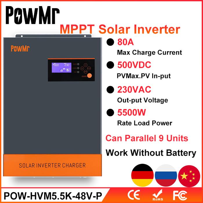 PowMr 5.5KVA 5.5KW Hybrid Solar Inverter MPPT 80A 500VDC PV Input