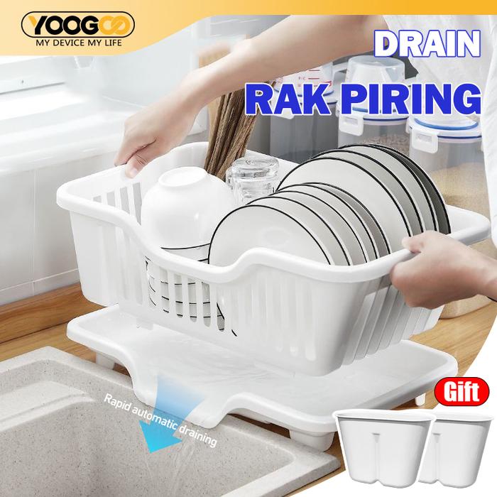 Rak Cuci Piring Wastafel Rak Piring Dapur Penyimpanan Rak Pengering Piring Rak Mangkuk Piring