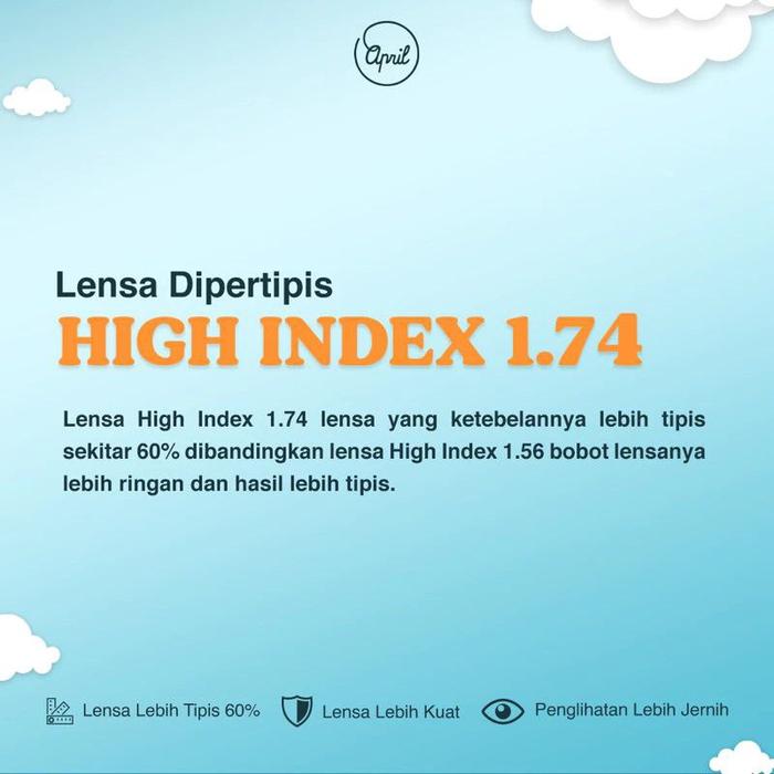 Lensa Hi Index 1.74 dipertipis minus/cylinder