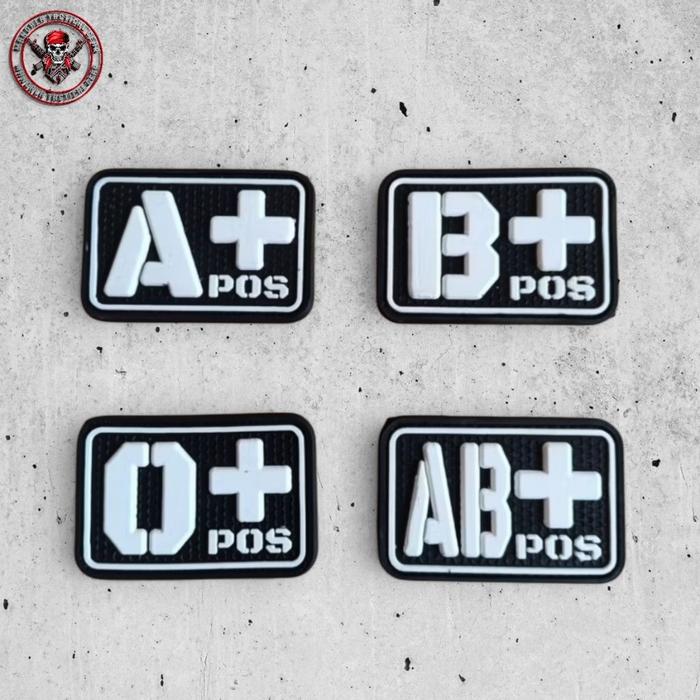 Patch Rubber Golongan Darah / rubber Patch Golongan darah Hitam tulisan Putih