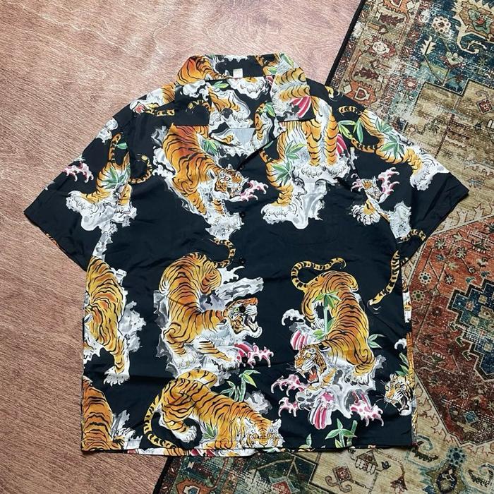 Sukajan Shirt Tiger Tora bowling open collar kemeja motif japtrad japan