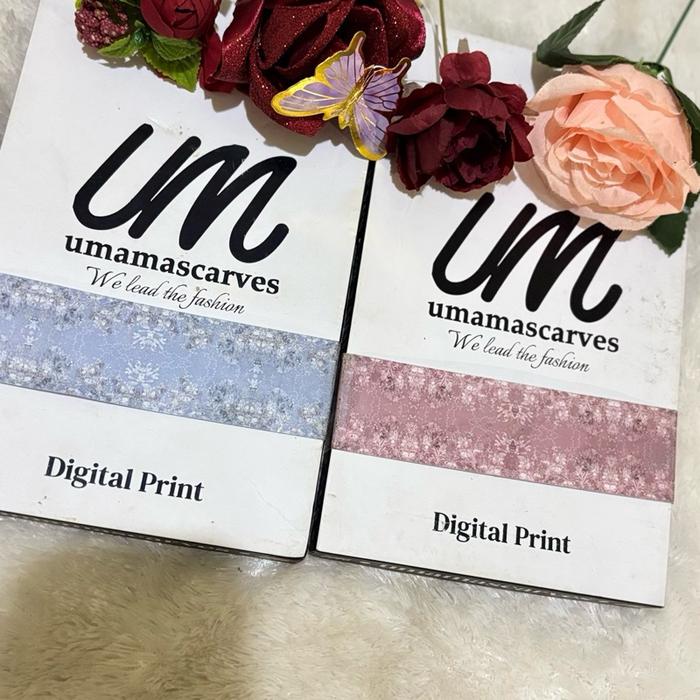 Kerudung Umama Scarves Muslim Segi Empat Voal Premium Biru Pink Jilbab Basic Wanita