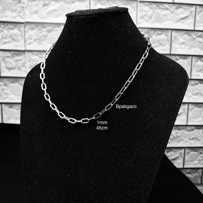 Kalung pria titanium anti karat – Kalung rantai besar – Kalung paper clip titanium