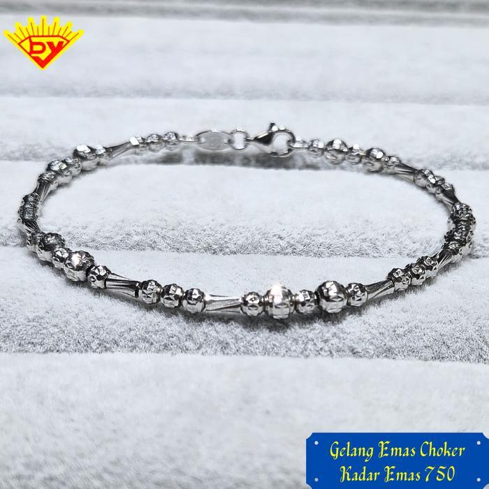 GELANG CHOKER EMAS PUTIH KADAR EMAS 750
