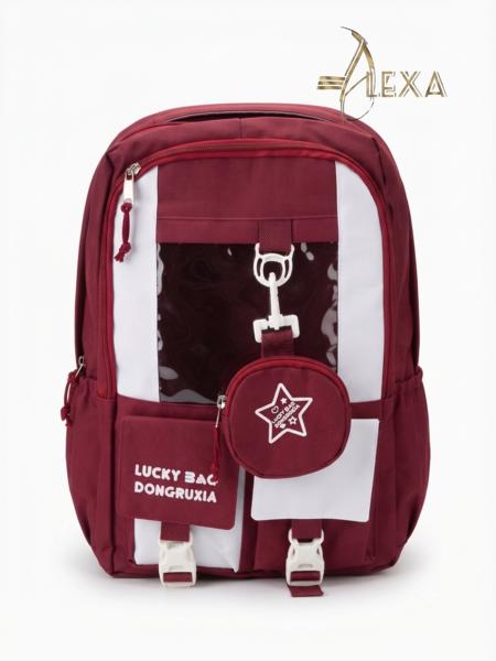 ALEXA Tas Ransel Sekolah Anak Perempuan - Coklat, Desain Kekinian, Bahan Kanvas Tebal, Ukuran 40x33x