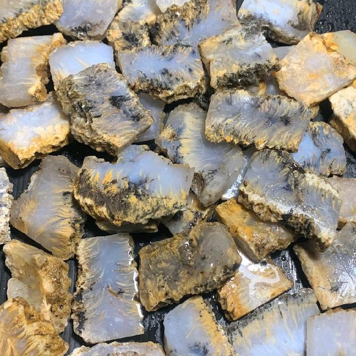 Batu Dendrit Motif Bulu Macan Natural / bahan Bendrit Bulu Macan Unik / lempangan Batu Dendri Motif 