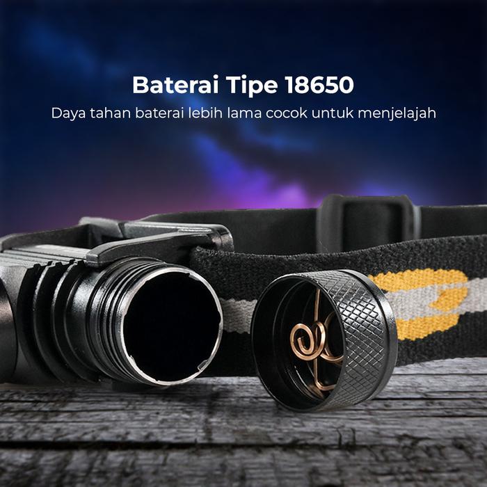 Senter Kepala Headlamp Headlight LED XML-L2 800 Lumens - D10-GCU2