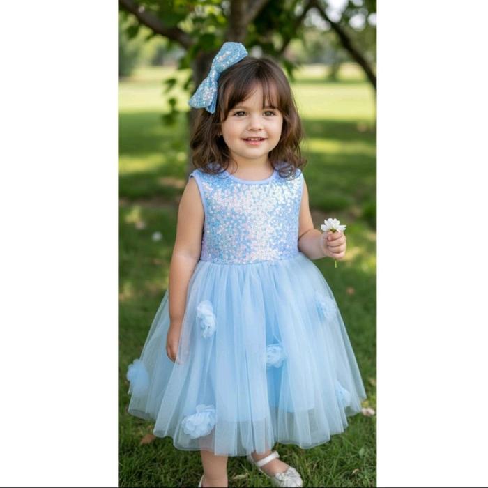 Dress Anak Tutu Bunga timbul dapat Jepit