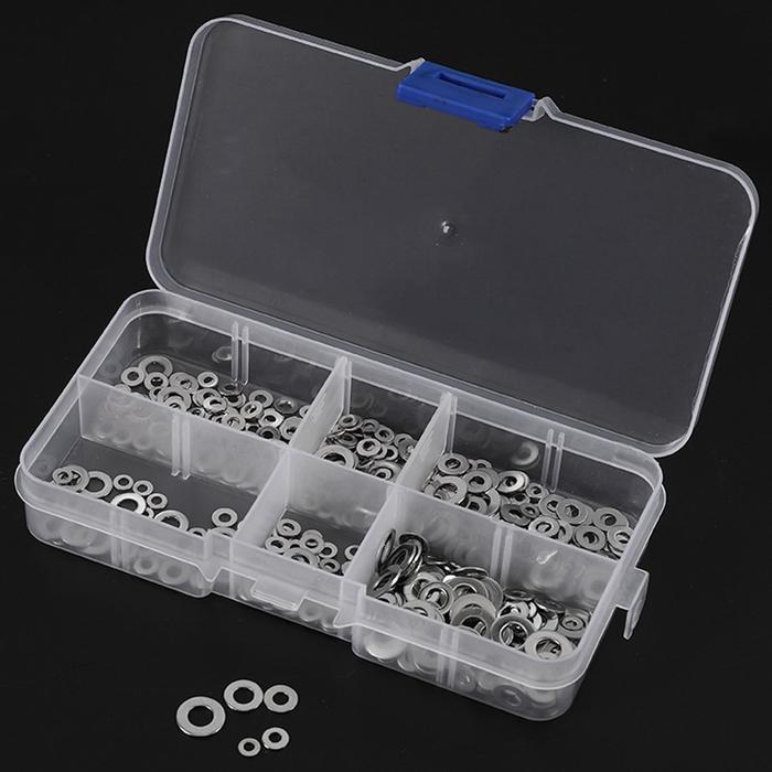 Abnh 500Pcs/Set M1.6 M2 M2.5 M3 M5 Stainless Steel Flat Washer Plain Washer Gaskets Assortment Kit