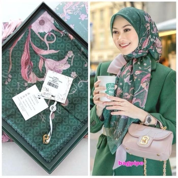 Jilbab Segiempat Hijab Motif Hijab Segi Empat Buttonscarves Nada |Edera | Kimonia Series Buttonscarv