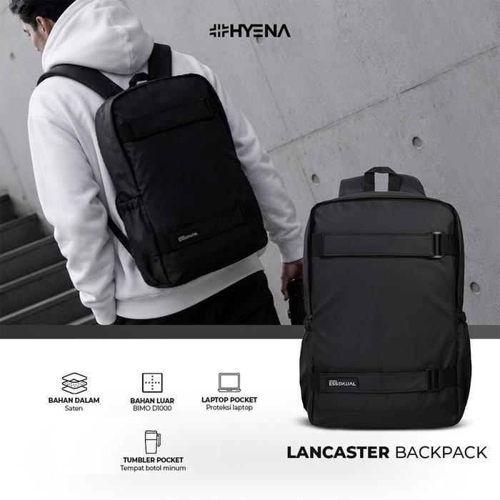 Essential - Lancaster - Tas Ransel Pria Water Repellent Tas Sekolah Kuliah Kerja Kantor Casual Lapto