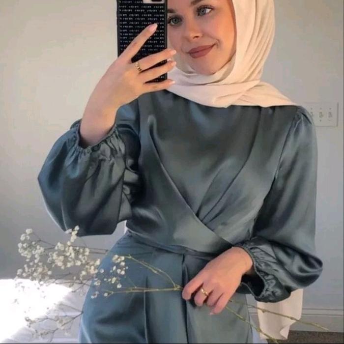 Dress Satin Wanita | Dress Kondangan Satin Slik | Gamis Satin