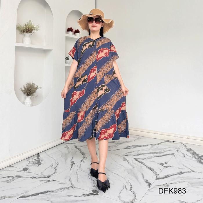 Daster Andin ld 110 Batik Cap Handmade By Vitela Busui Friendly kancing Bahan Rayon Pekalongan