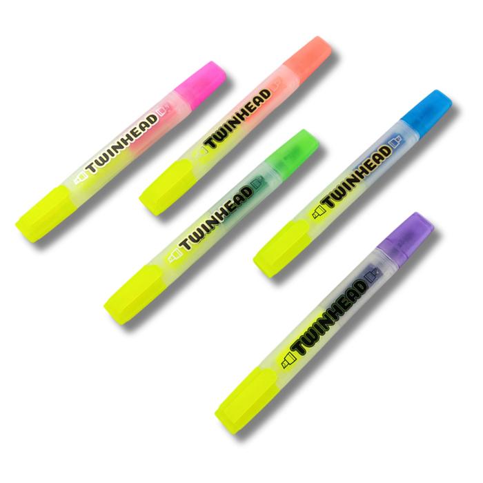 Highlighter Pen Twinhead Gadjahmada Gm-3001 / Penanda Warna Neon 2 Sisi / Texliner