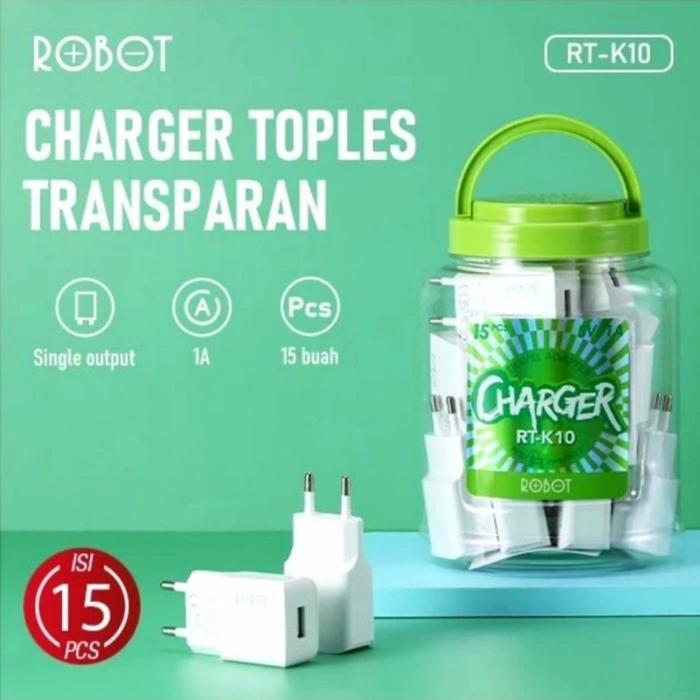 TOPLES RT-K10 ROBOT Batok HP Kepala Charger USB Power Bank Robot Android 1 Ampere Adaptor Robot RT-K