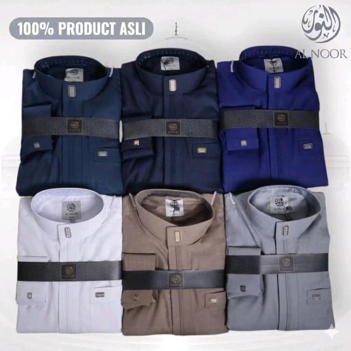 ZAHIR | Gamis Al Noor Katun Polyester TR Motif Manset + Box Hitam | Jubah Pria Saudi Premium