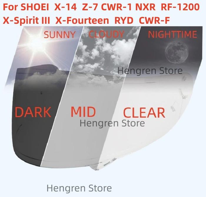 Photochromic Shield Visor Lenses for SHOEI X14 X-14 Z7 NXR CWR1 CWR-1