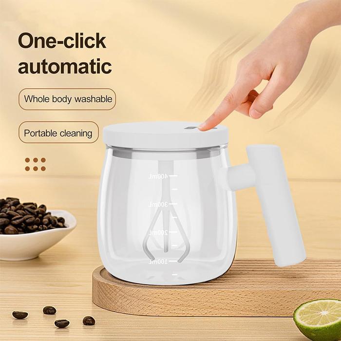 400ML Gelas Mug Kaca Aduk Otomatis Modern Anti Panas dan Dingin Cawan Kopi Listrik
