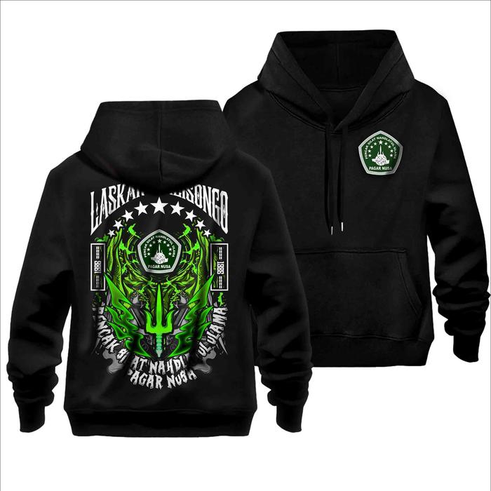 Jaket Hoodie PAGAR NUSA Laskar Walisongo 1986 Keren - Sablon Plastisol Distro - FREE STIKER Kaos Kat