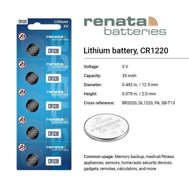 Baterai Renata Cr1220 Cr 1220 Battery Renata Cr1220 Cr 1220 Batre Renata Cr1220 Cr 1220 3V Original