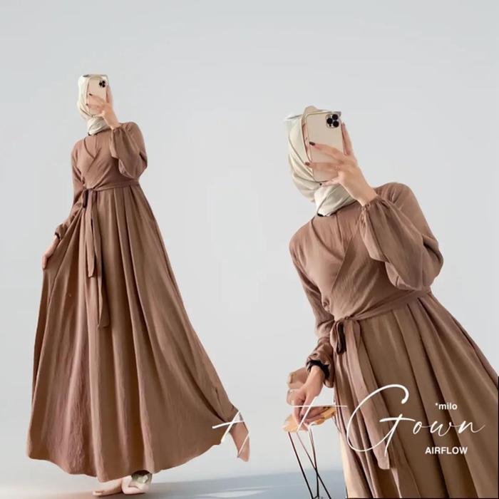 Gamis Aleta Gown Crinkle Gamis wanita dewasa / Gamis Terbaru Aleta Tali Samping / Promo Gamis ALETA 