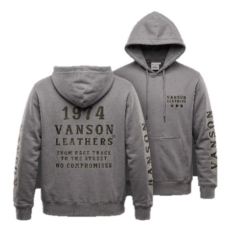 VANSON LEATHERS VH-2502 GREY | HOODIE VANSON | TOURING JACKET