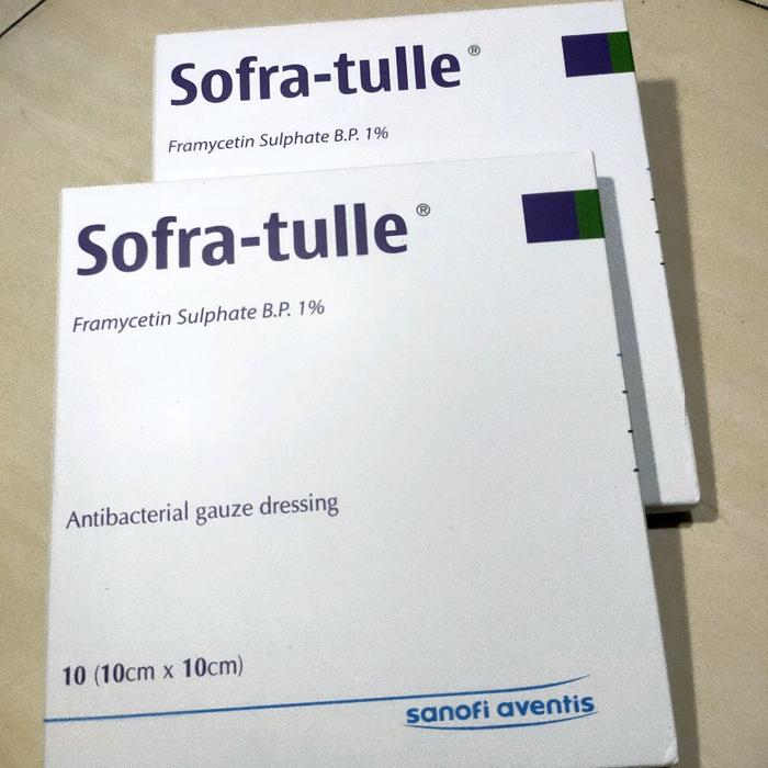 Sofra-tulle kasa jaring Antibiotik 10cm x 10cm Antibacterial gauze dressing Tulle dressing paraffin 