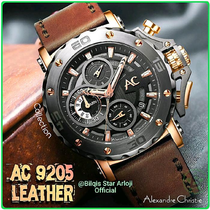 Alexandre Christie Collection Pria Ac 9205 Mc Tali Kulit Brown Rose Gold Original